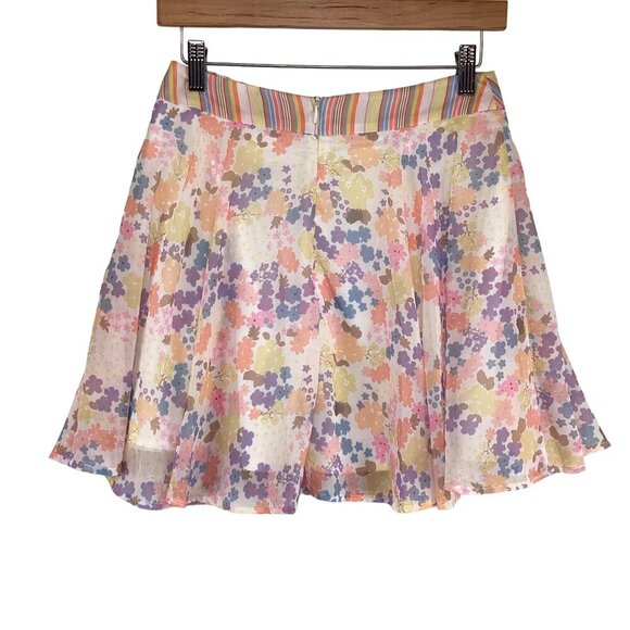 Showpo A-Line Skirt Size 4 Floral With Striped Waistband Mini Lined - Picture 5 of 6